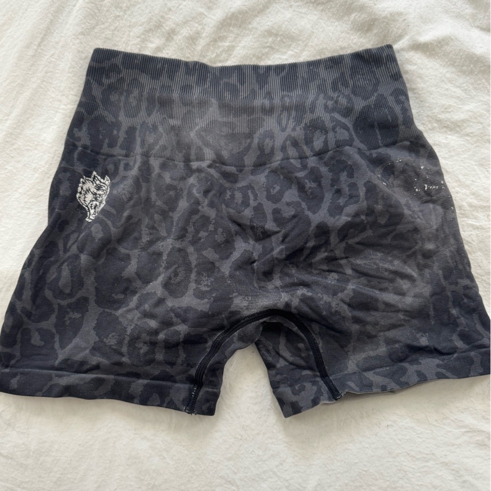 High-Waist Black Leopard Print Women's Bike Shorts